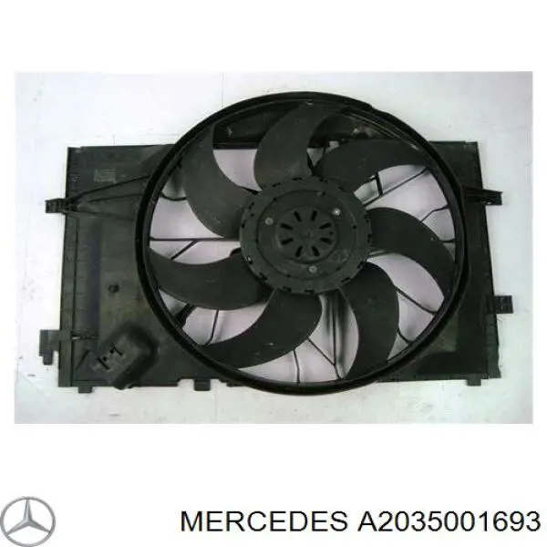 A2035001693 Mercedes difusor de radiador, ventilador de refrigeración, condensador del aire acondicionado, completo con motor y rodete