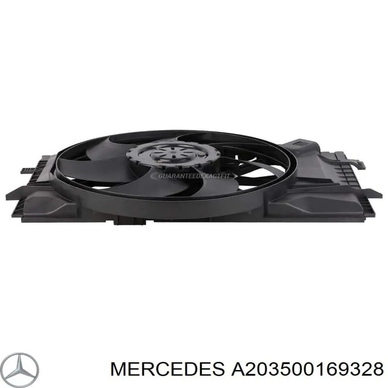 A203500169328 Mercedes difusor de radiador, ventilador de refrigeración, condensador del aire acondicionado, completo con motor y rodete