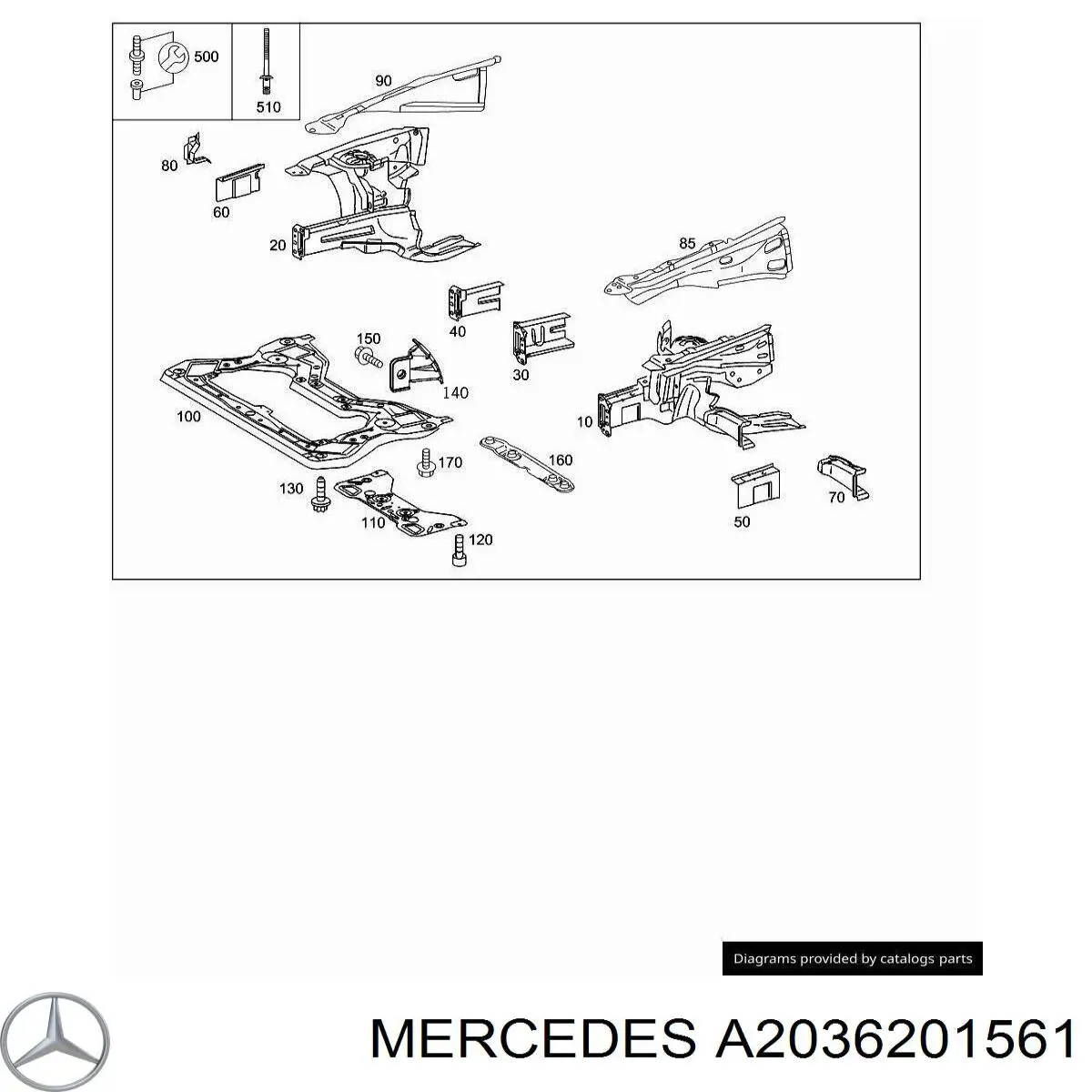 Larguero, frente izquierda para Mercedes C (S203)