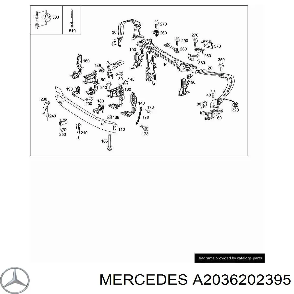 Comprar A2036202395 Mercedes Soporte del refuerzo del parachoques delantero