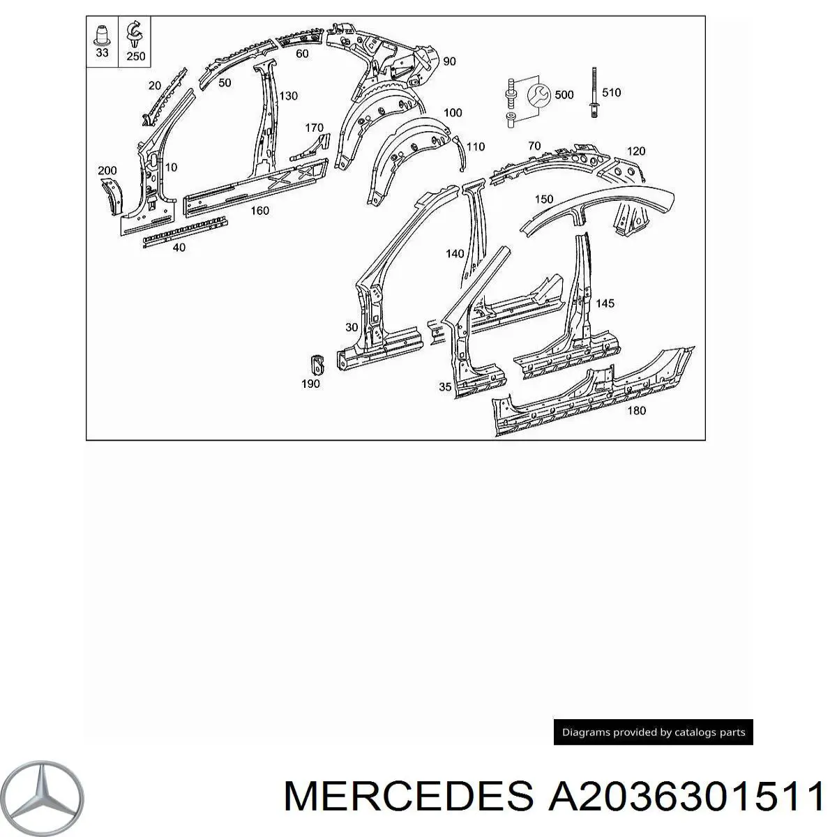 Pilar, carrocería, central izquierda para Mercedes C (S203)