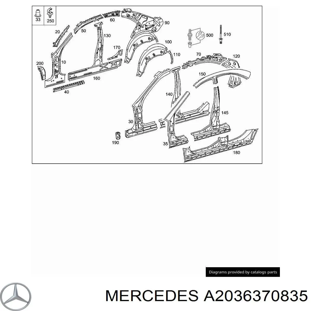Umbral de puerta, derecha para Mercedes C (W203)
