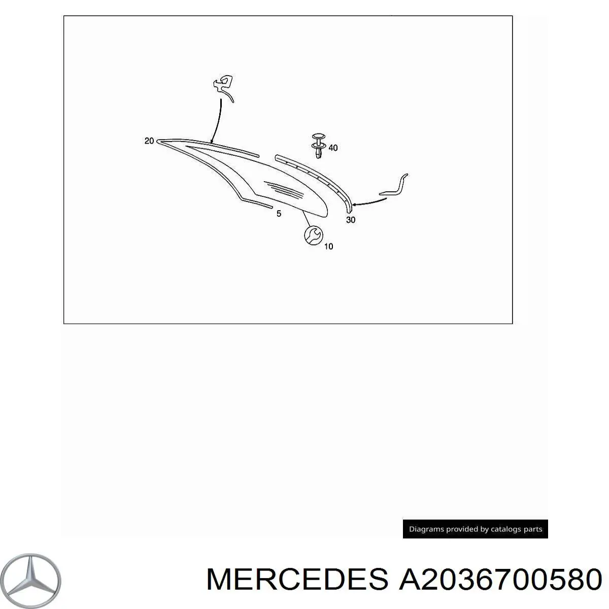 Comprar A2036700000 Mercedes Luna trasera
