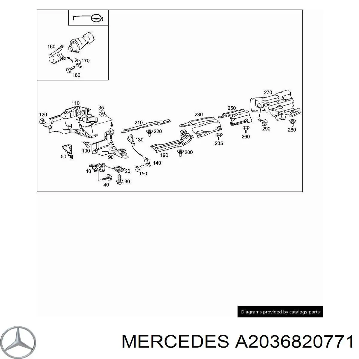 A2036820771 Mercedes protección (escudo térmico del sistema de escape)