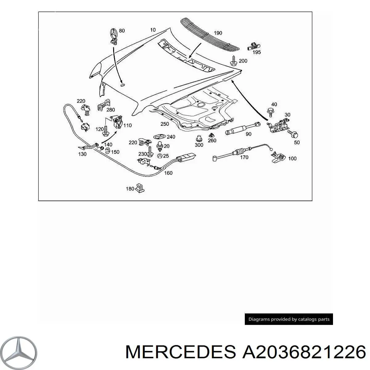 A2036821226 Mercedes aislamiento del capó
