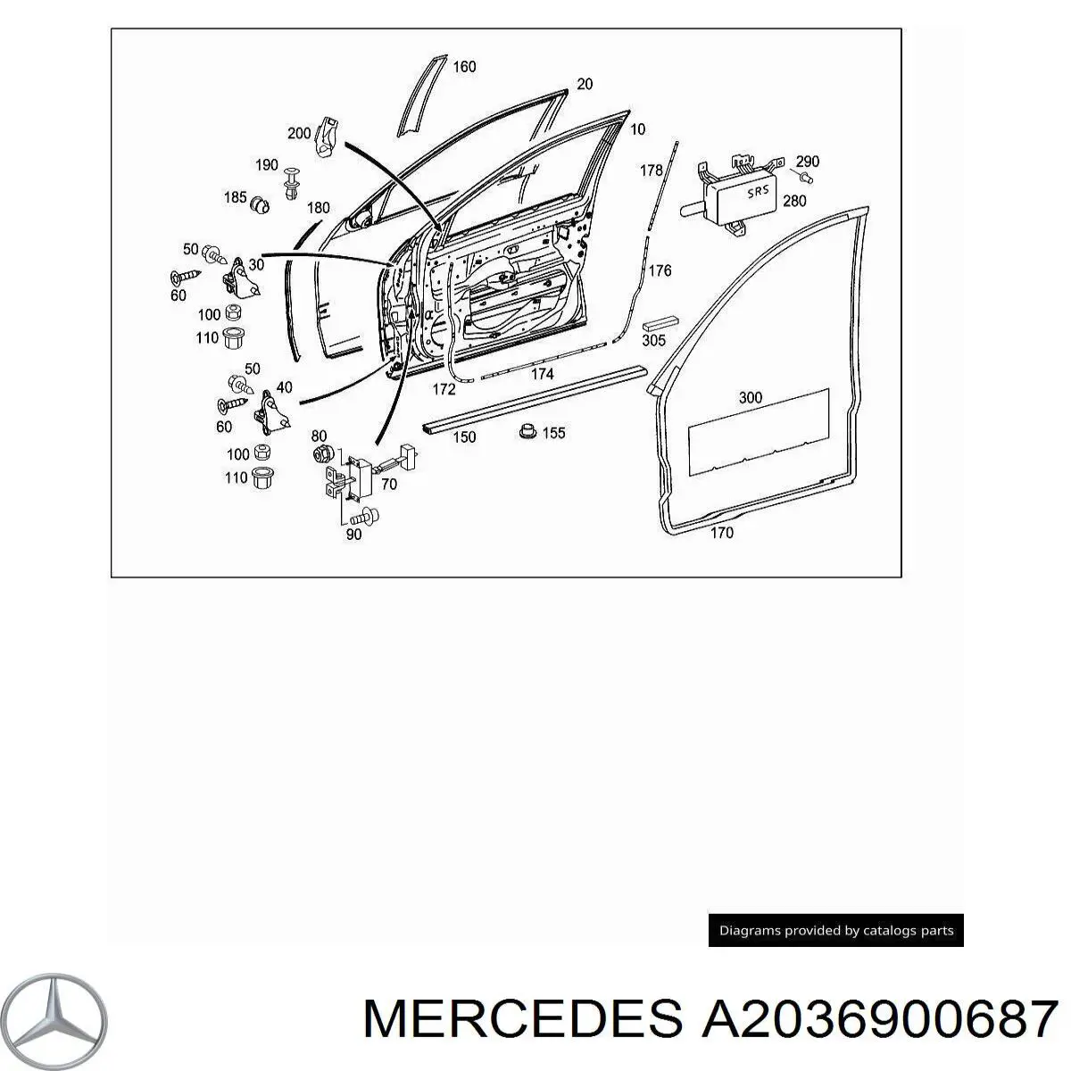 Moldura vertical de puerta delantera derecha Mercedes A2036900687 precio, desde 72,69 EUR