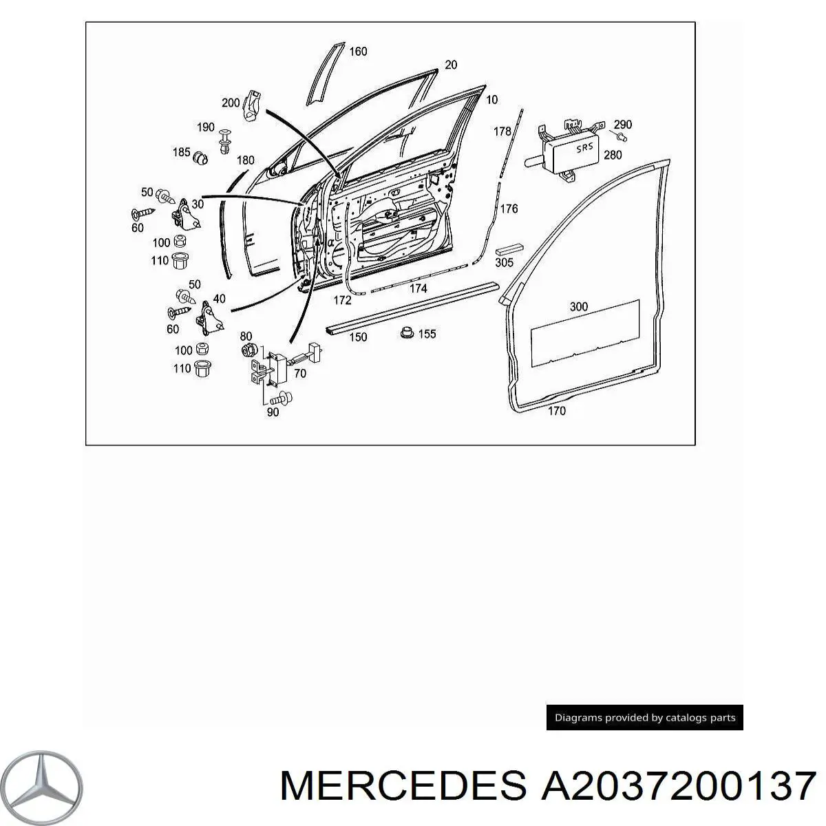 A2037200137 Mercedes bisagra de puerta delantera izquierda