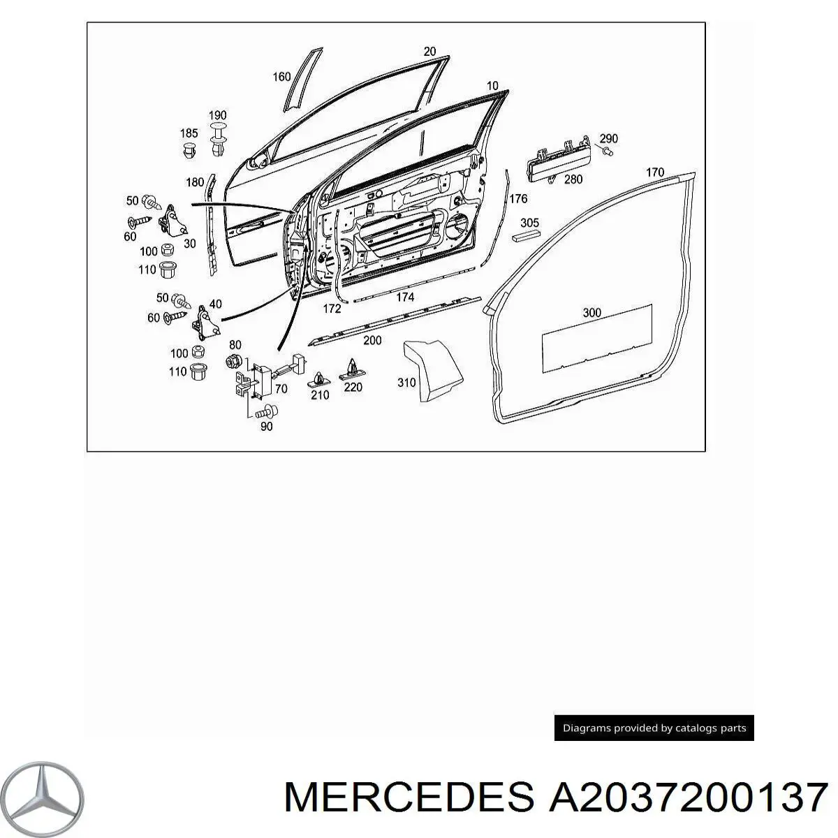 Comprar A2037200137 Mercedes Bisagra de puerta delantera izquierda