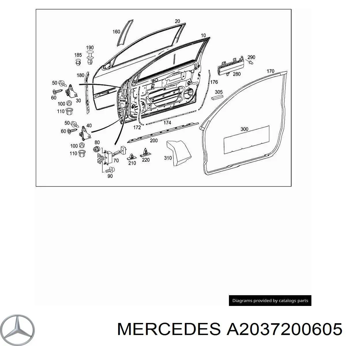 Puerta de coche, delantera, derecha Mercedes C (CL203)