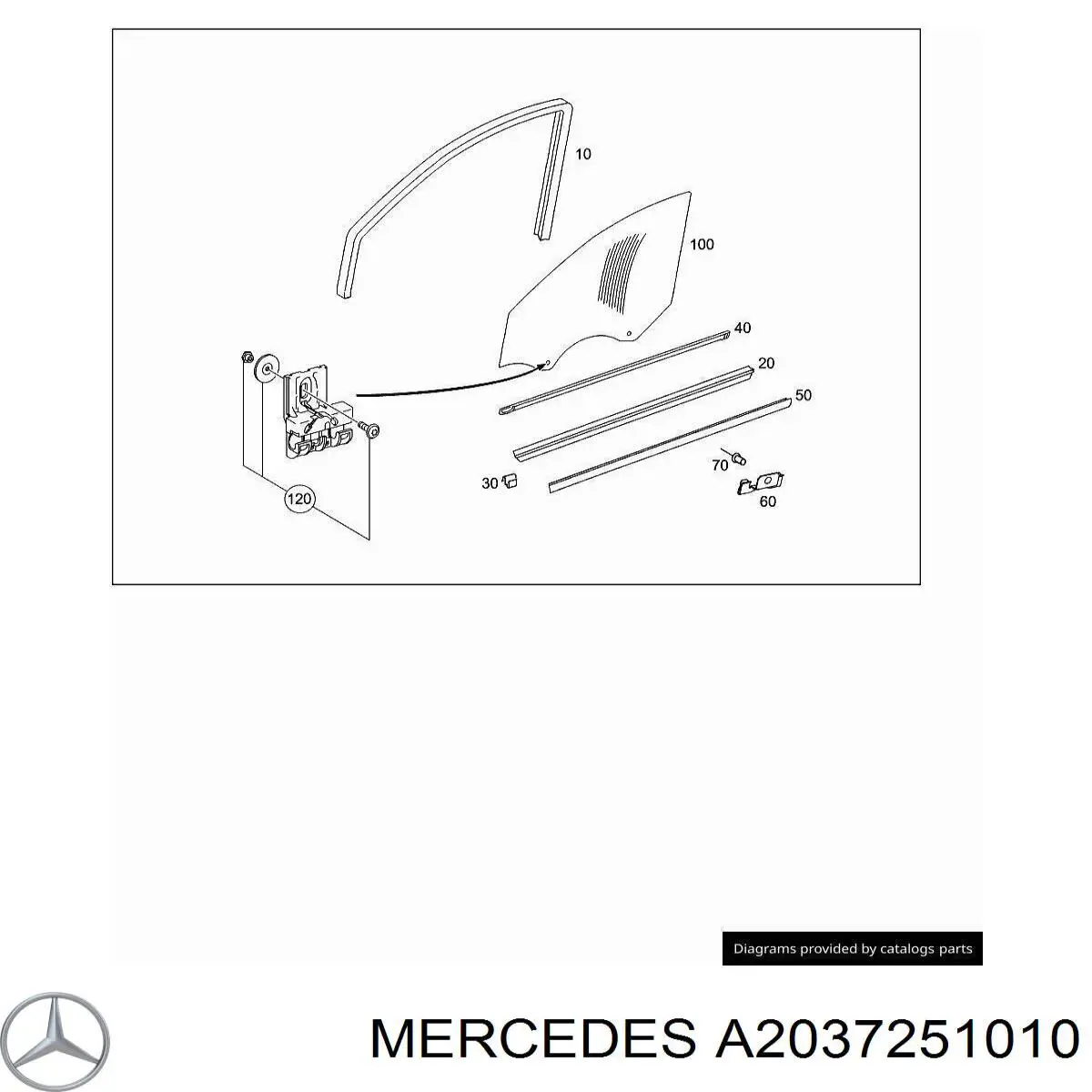 A2037251010 Mercedes luna de puerta delantera derecha