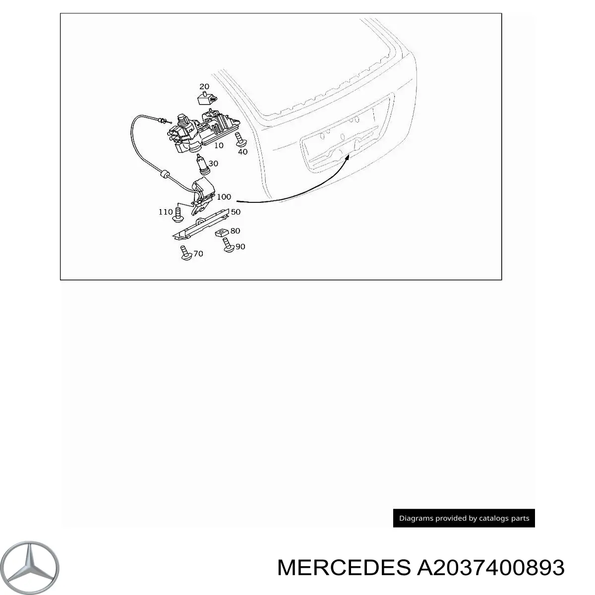 A2037400893 Mercedes manecilla de puerta de maletero exterior