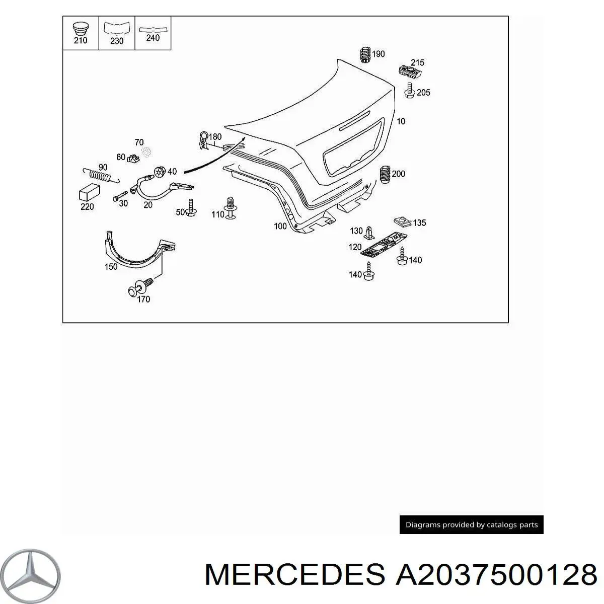 A2037500128 Mercedes conjunto de bisagra, puerta del maletero