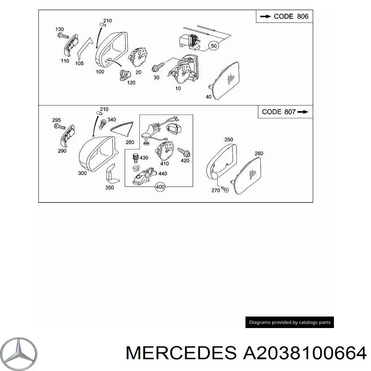 A2038100664 Mercedes superposicion(cubierta De Espejo Retrovisor Derecho)