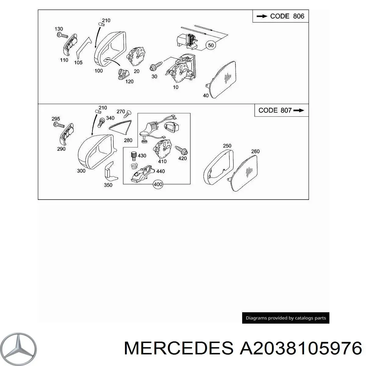 Cubierta, retrovisor exterior izquierdo Mercedes E (W211)