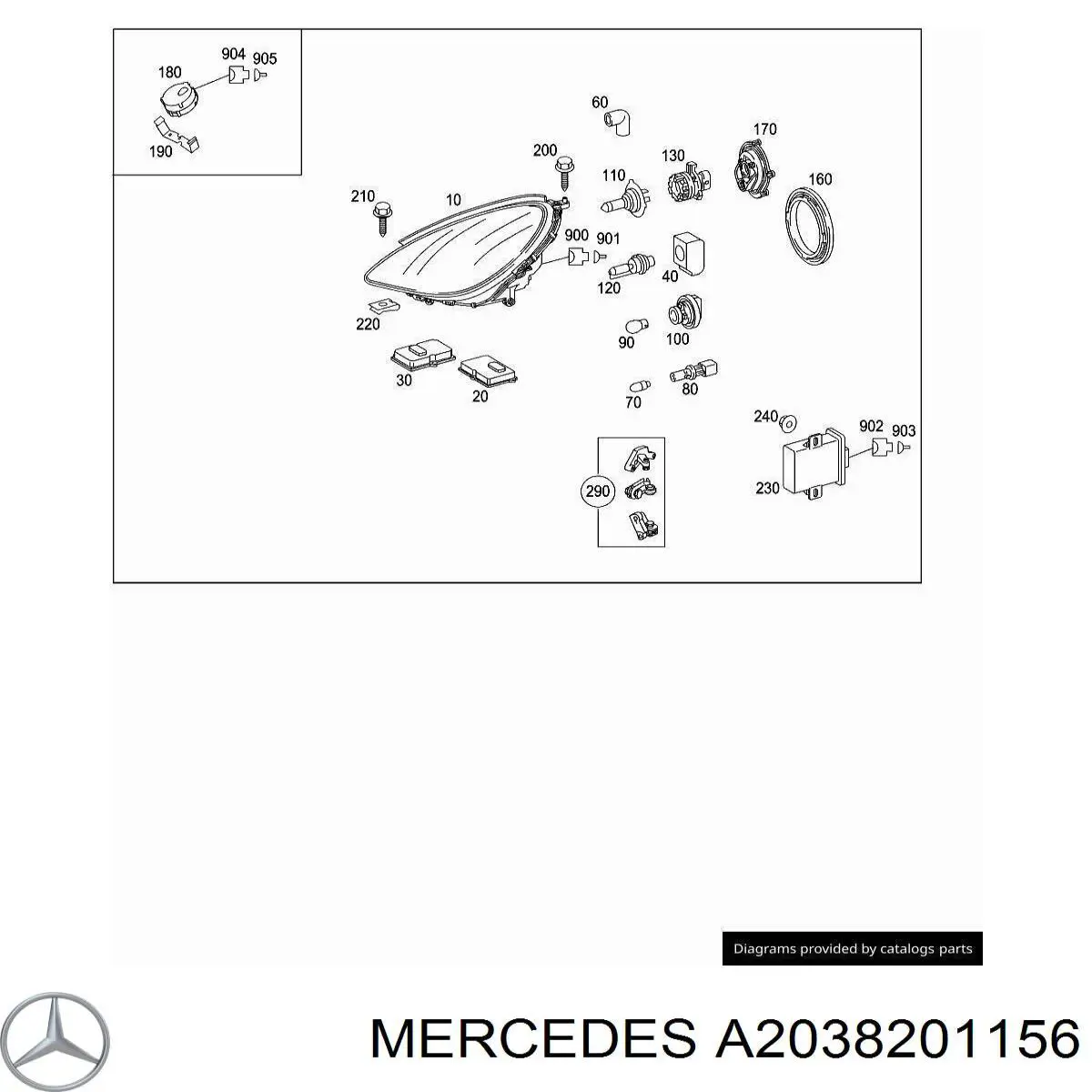 Comprar A2038201156 Mercedes Luz antiniebla izquierdo