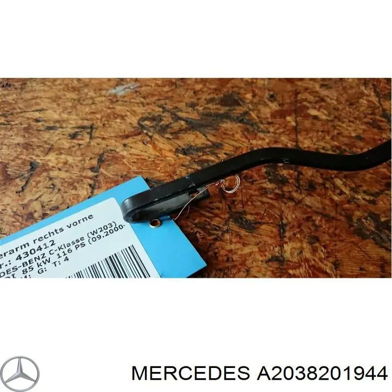 A2038201944 Mercedes brazo del limpiaparabrisas