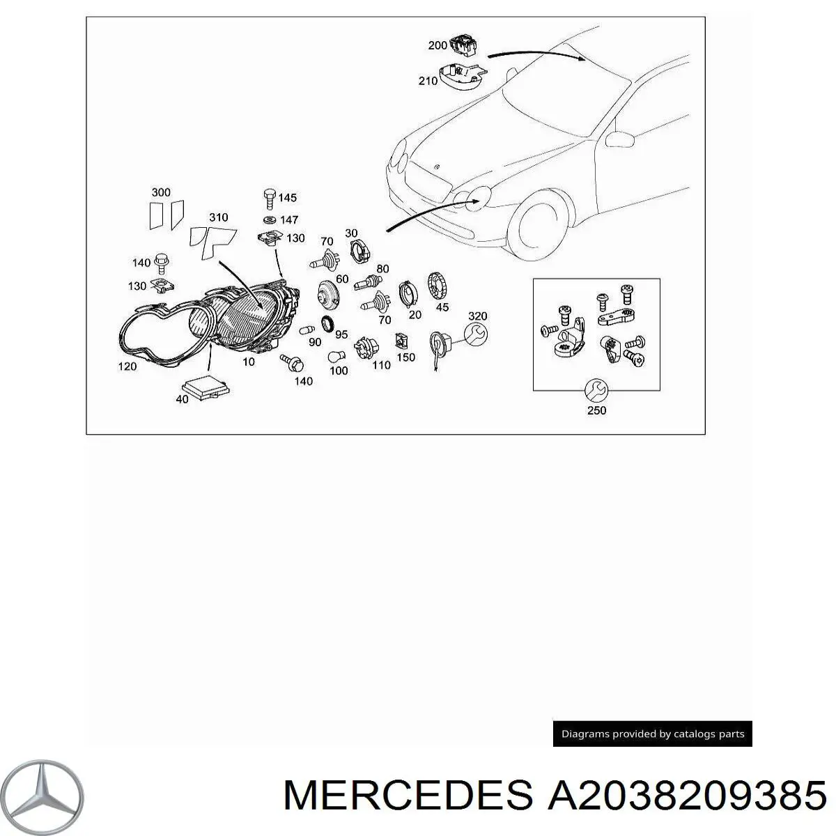 2038209385 Mercedes bobina de reactancia, lámpara de descarga de gas