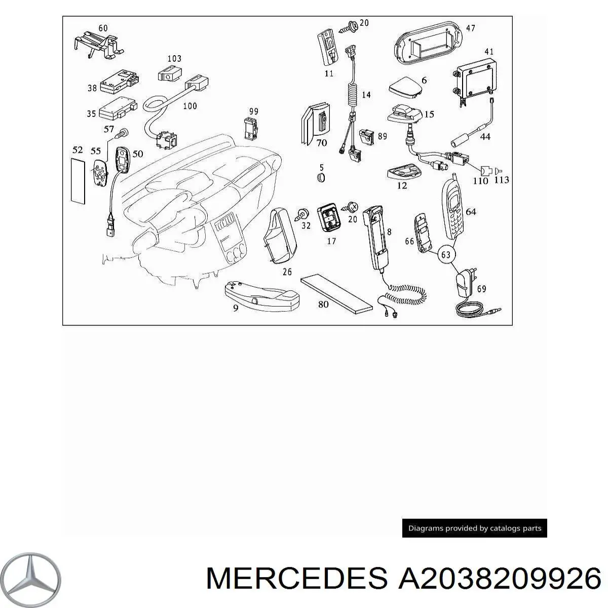 Unidad de control del teléfono Mercedes A2038209926 precio, desde 33,40 EUR