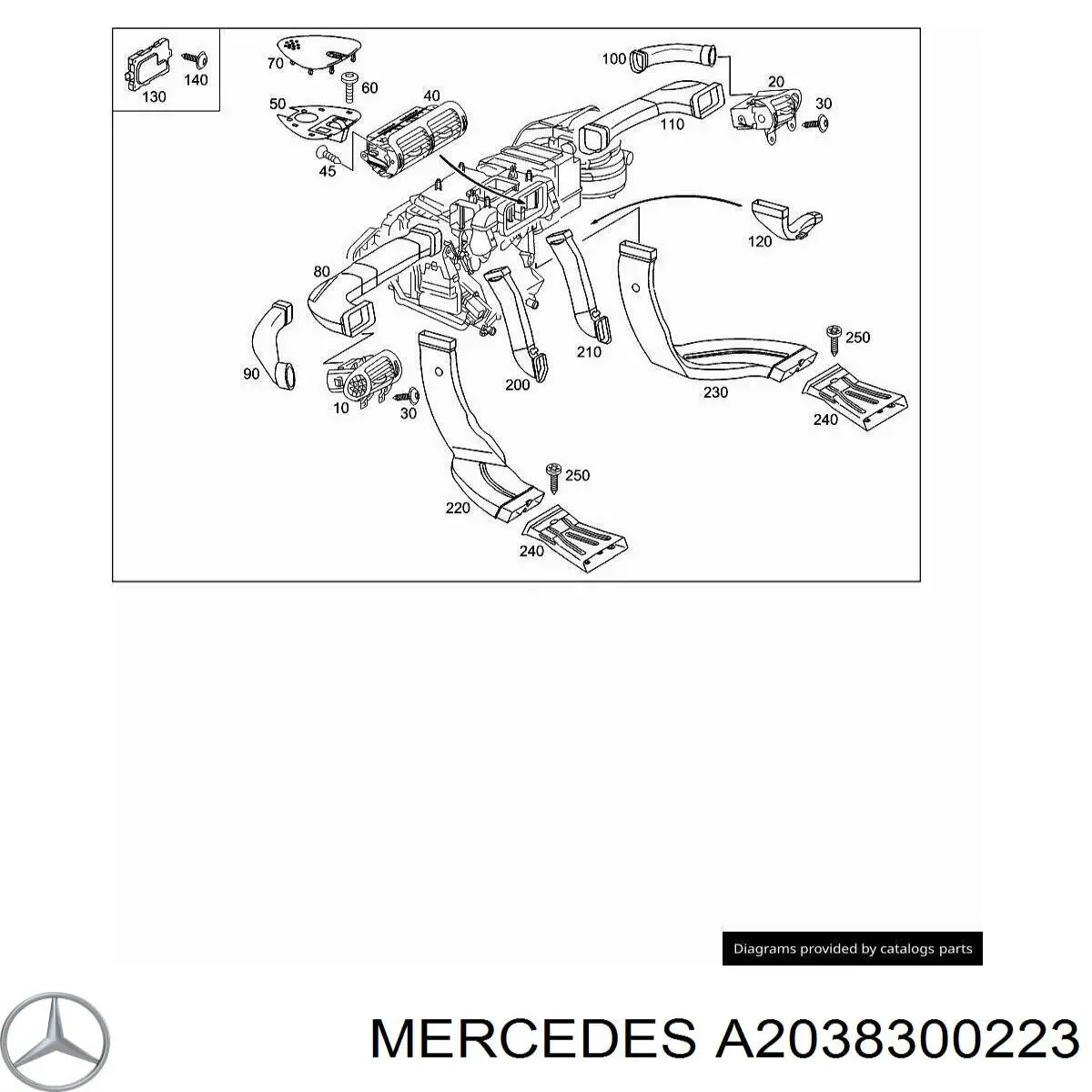 Aireadores salpicadero central para Mercedes C (S203)