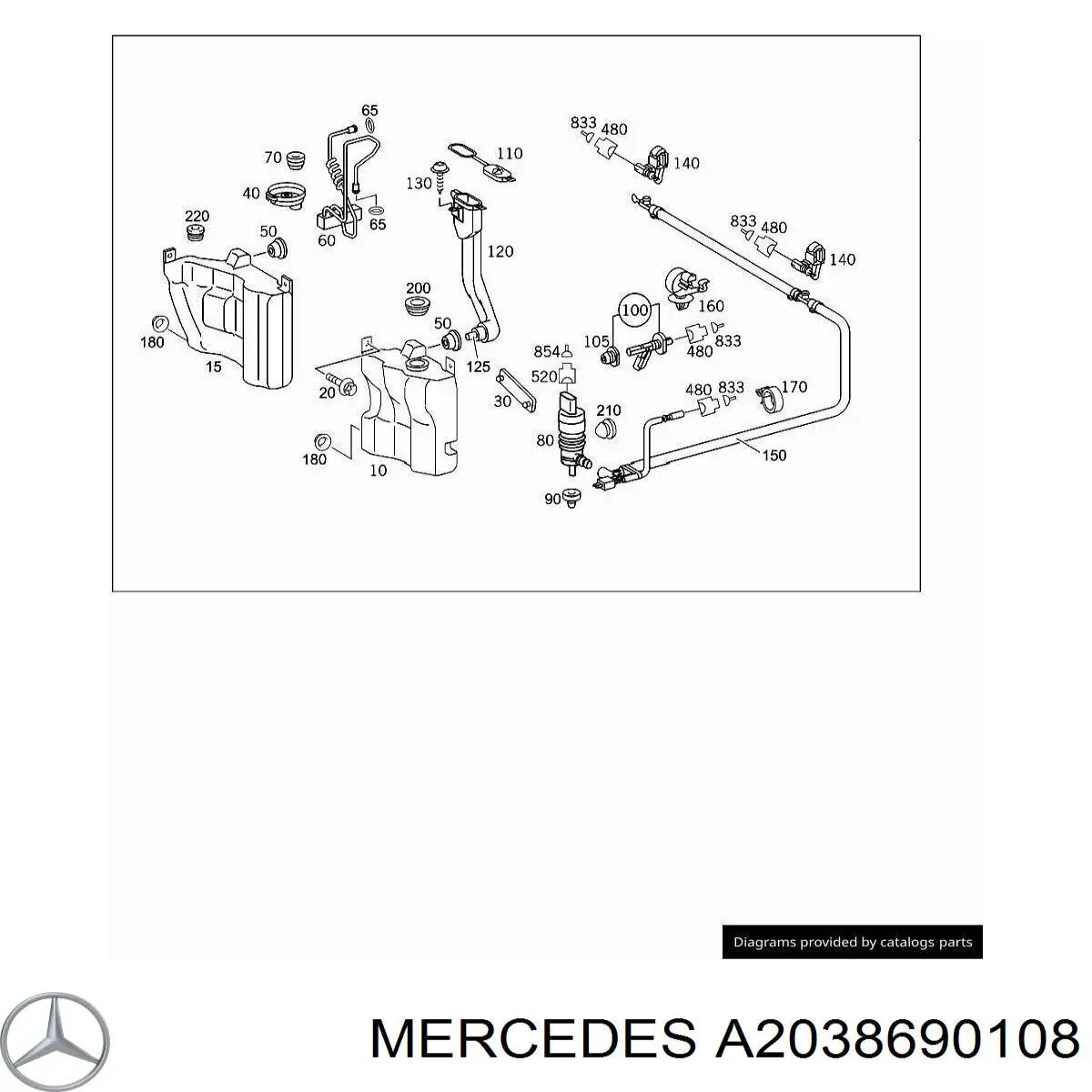 Deposito de limpiaparabrisas Mercedes A2038690108 precio, desde 5,73 EUR