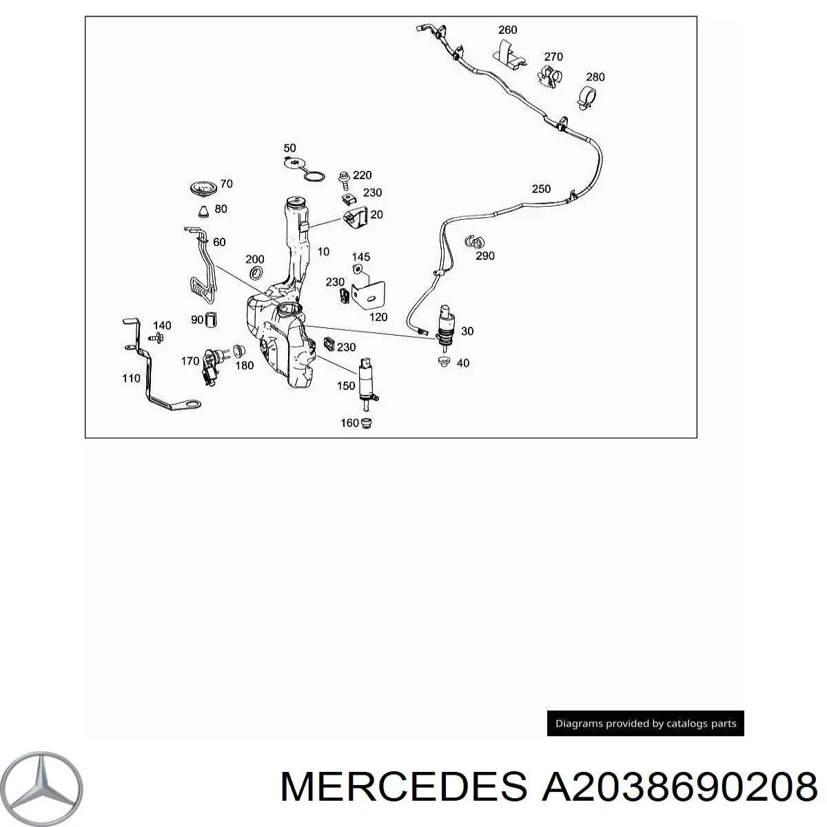 Deposito de agua de limpiaparabrisas Mercedes A2038690208