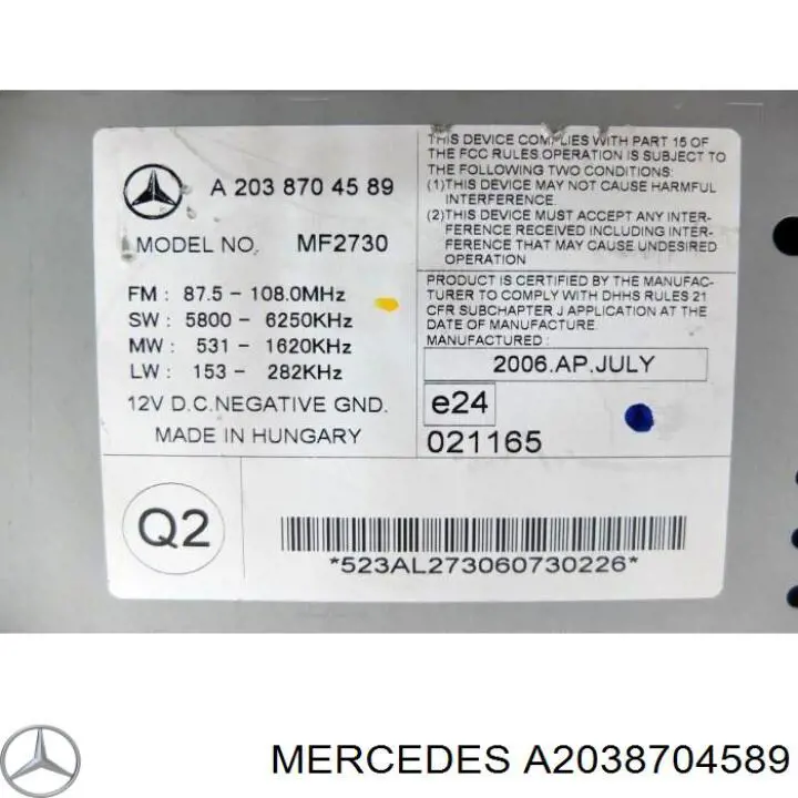 A203870458980 Mercedes