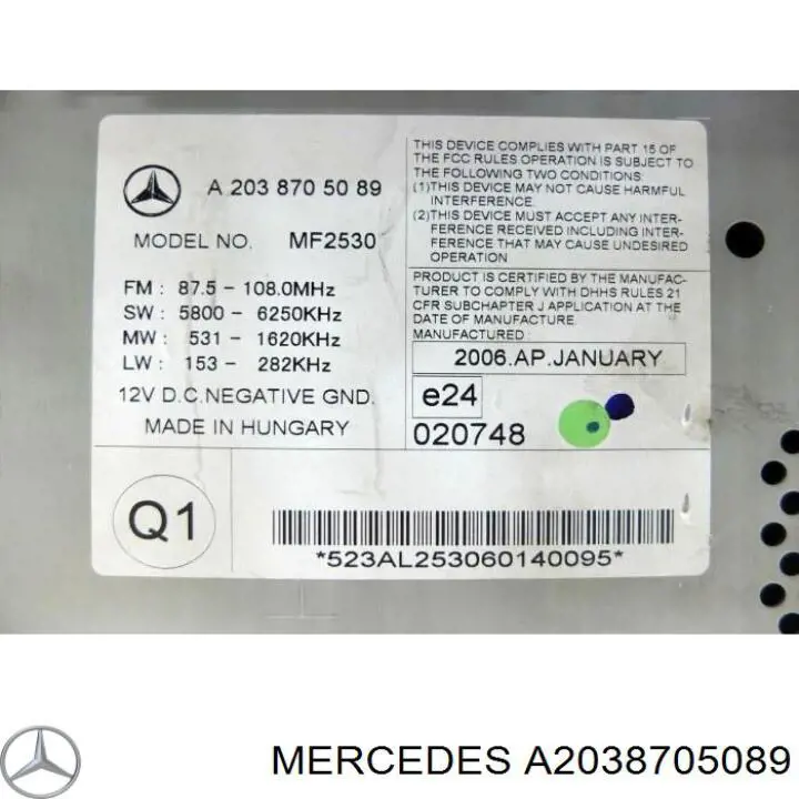 Radio AM/FM Mercedes A203870458980 precio, desde 101,64 EUR