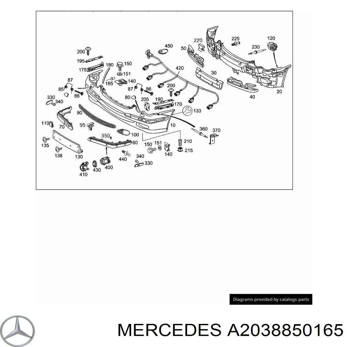 A2038850165 Mercedes Parachoques delantero, parte interior