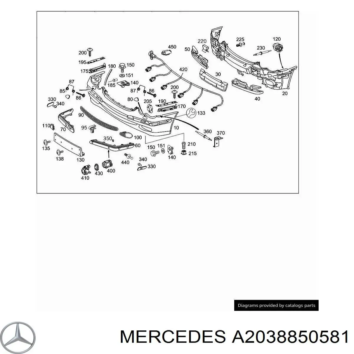 2038850581 Mercedes soporte de matricula delantera