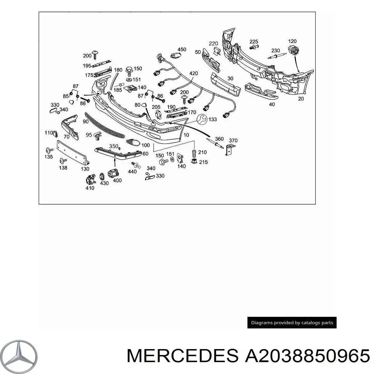 A2038850965 Mercedes refuerzo parachoque delantero