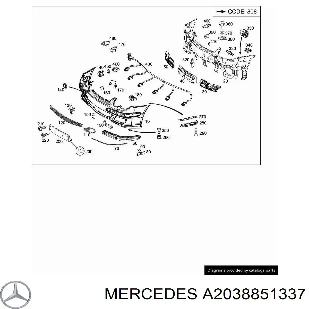 A2038851337 Mercedes Absorbedor del parachoques delantero