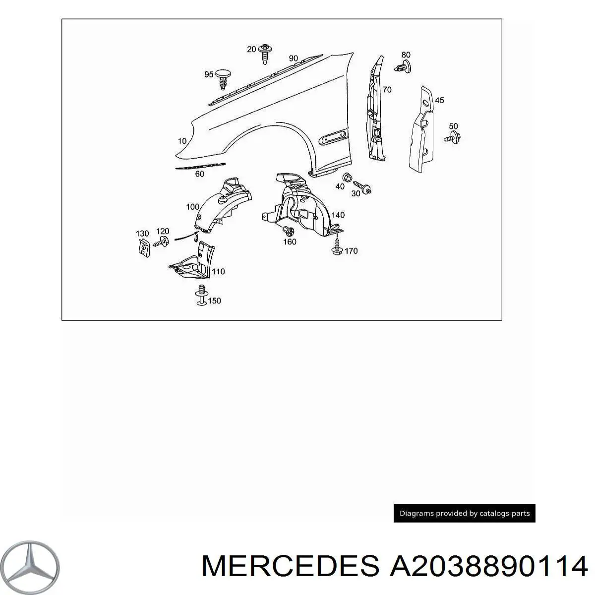 Soporte delantero izquierdo para aleta delantera Mercedes A2038890114 precio, desde 12,07 EUR