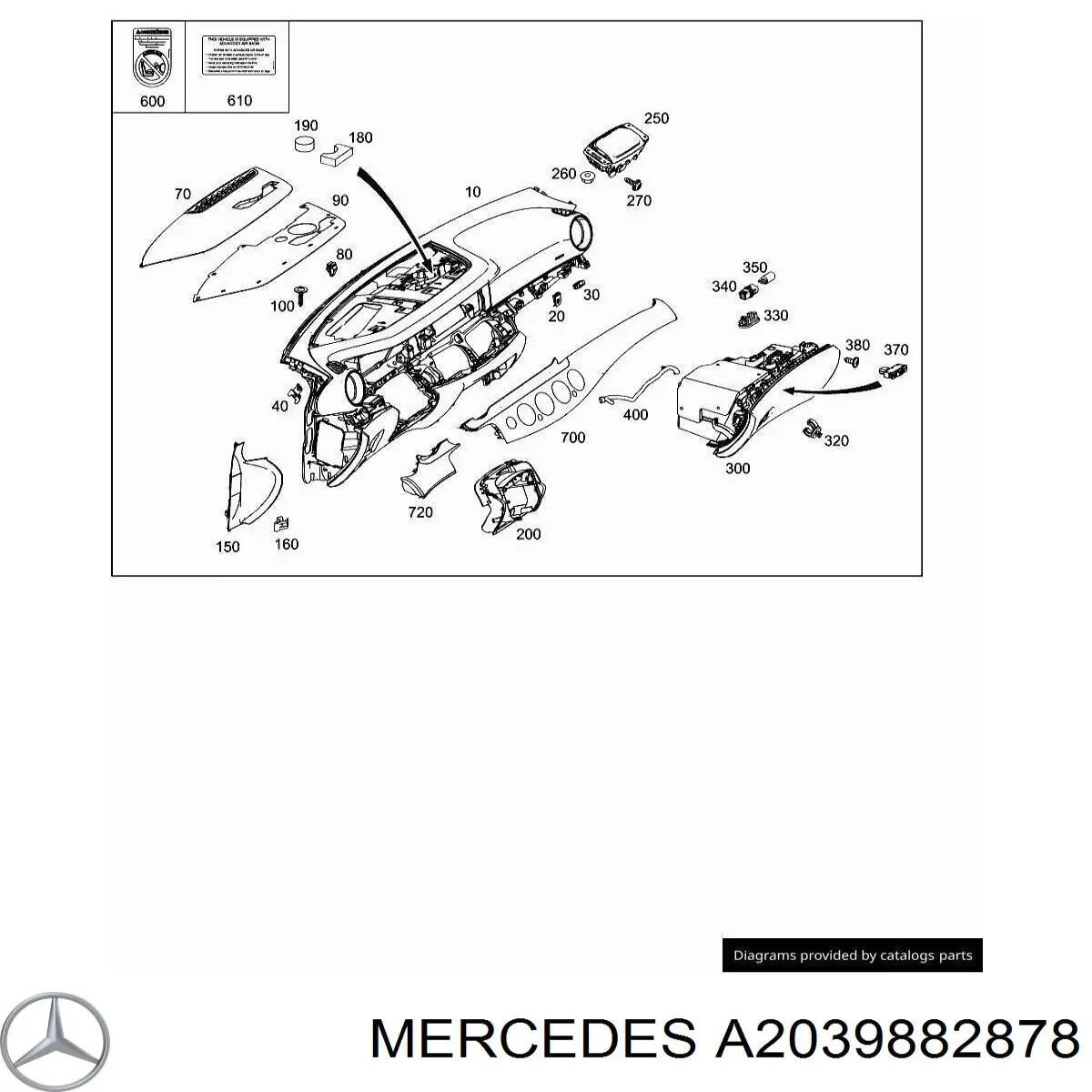 Comprar A2039882878 Mercedes Abrazadera de tubo de escape trasera