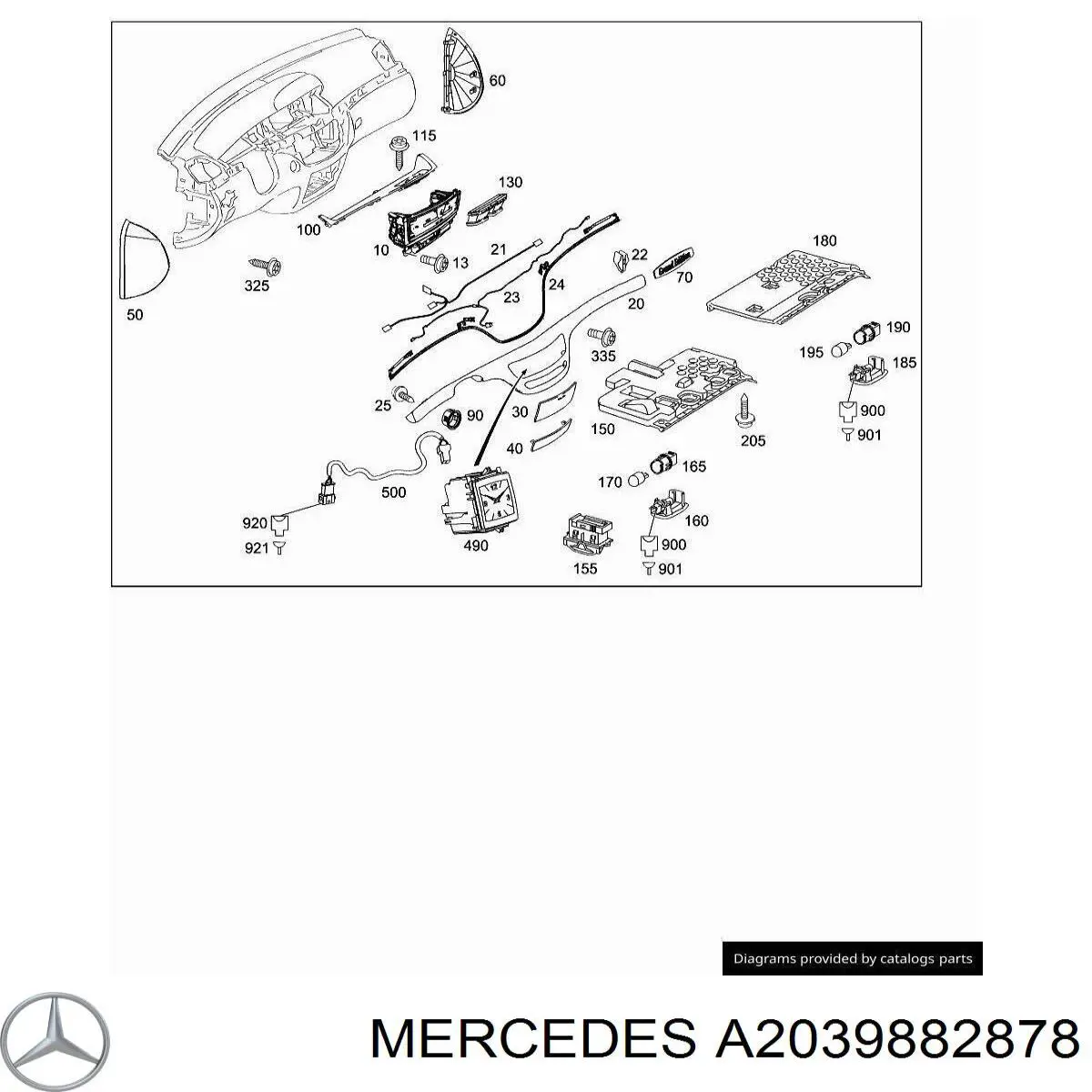 Abrazadera de tubo de escape trasera A2039882878 Mercedes