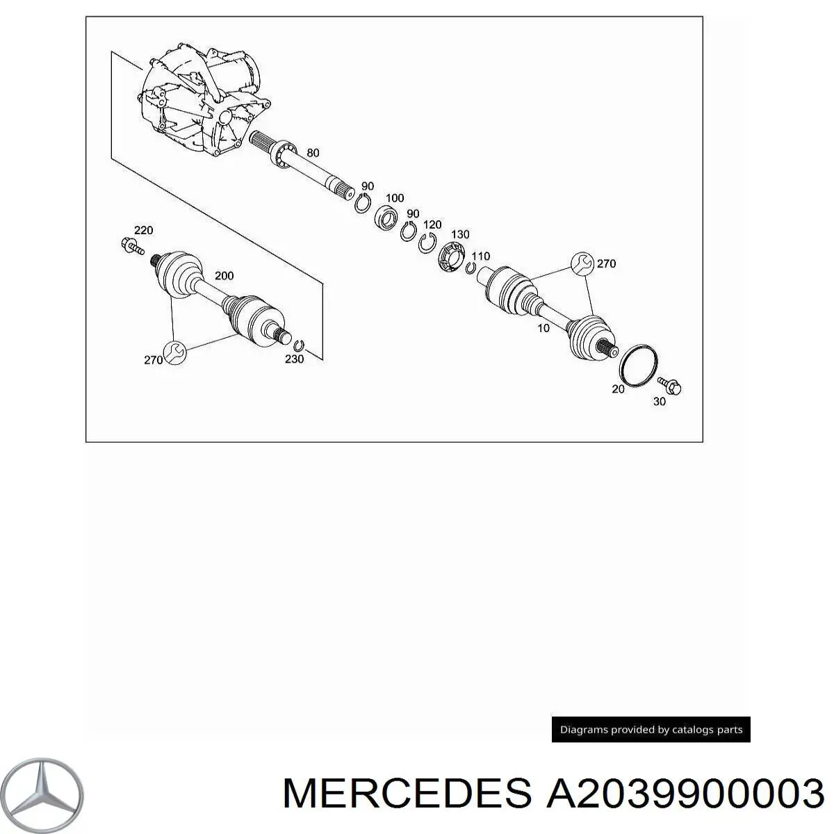 Comprar A2039900003 Mercedes Tornillo exterior del semieje delantero (CV)