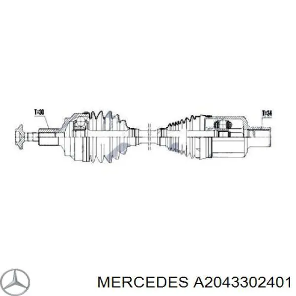 Comprar A2043302001 Mercedes Semieje delantero izquierdo