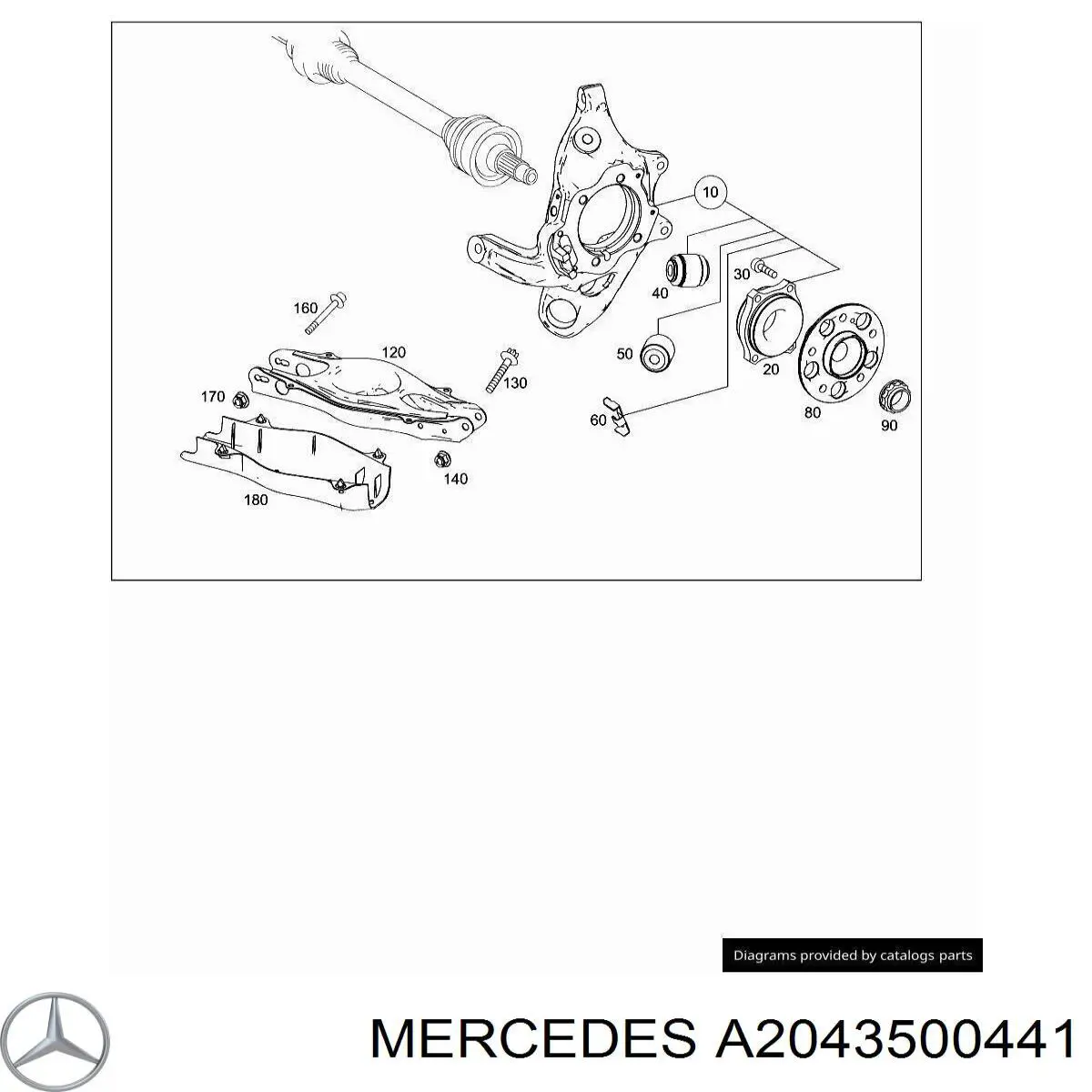 Muñón de eje, cuerpo del eje, trasero izquierdo  Mercedes A2043500441