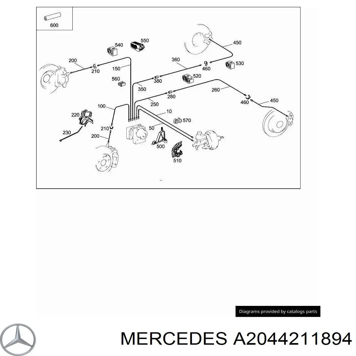 A2044211894 Mercedes soporte de tubo de freno