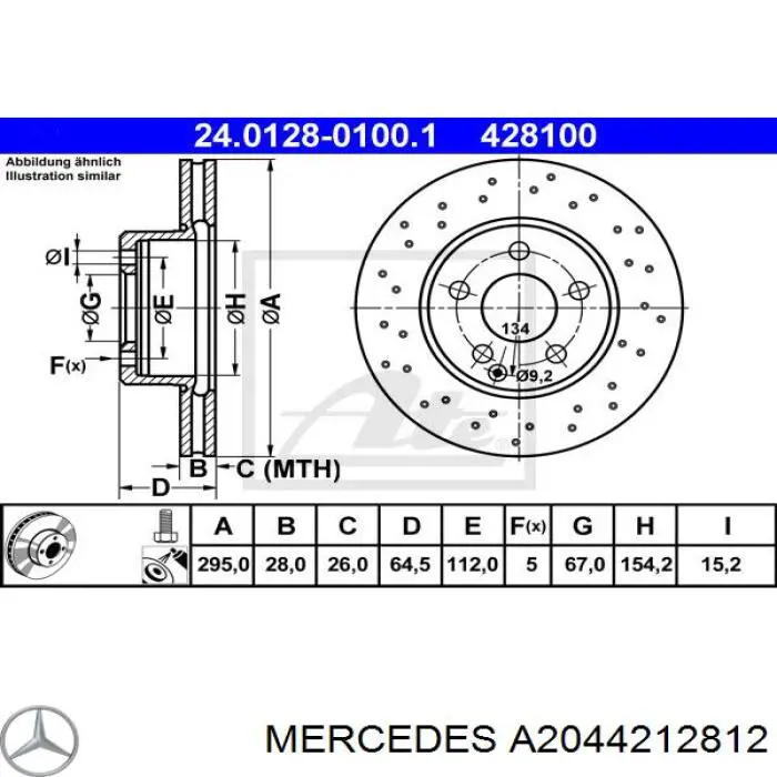 A2044212812 Mercedes disco de freno delantero