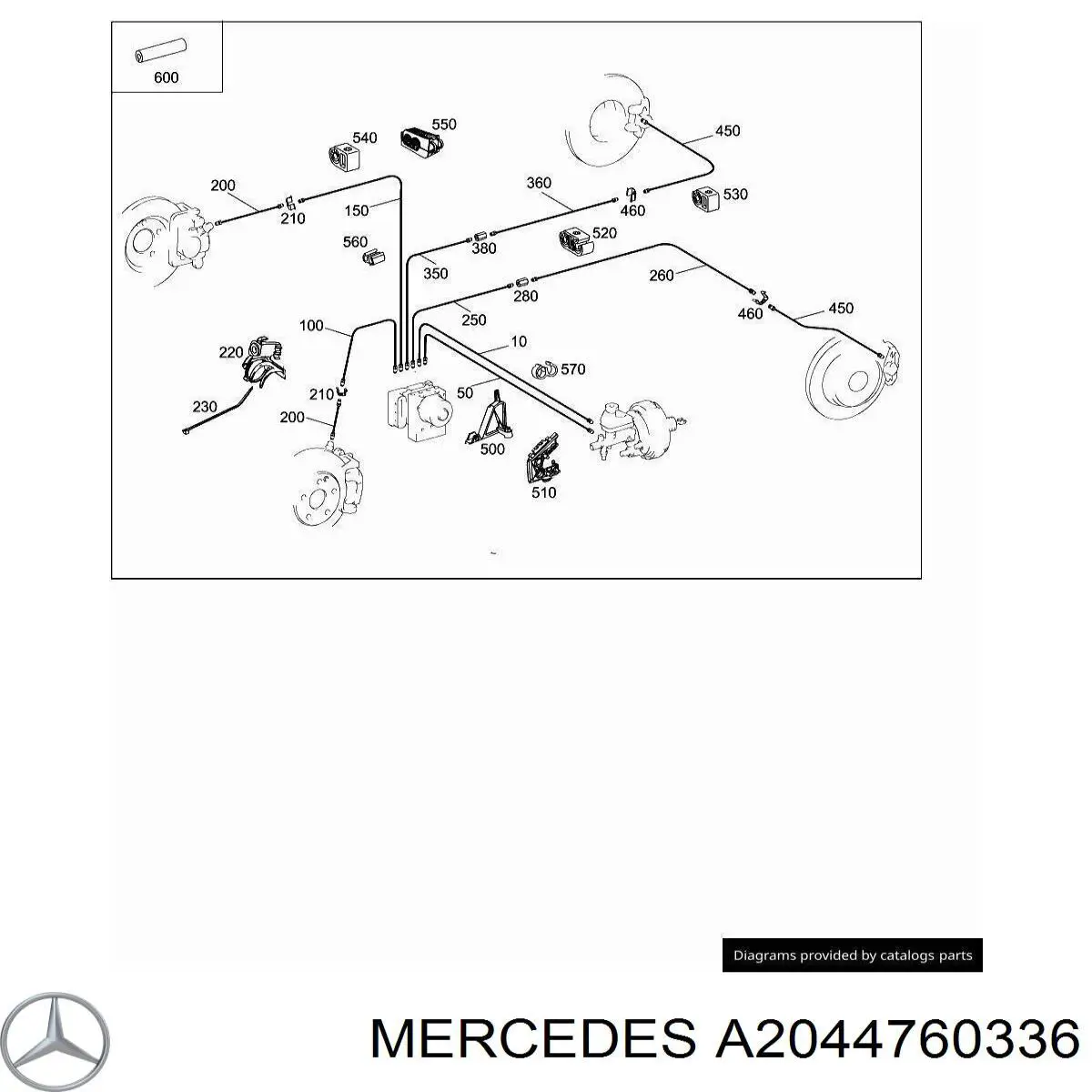 A2044760336 Mercedes fijación de los tubos de freno