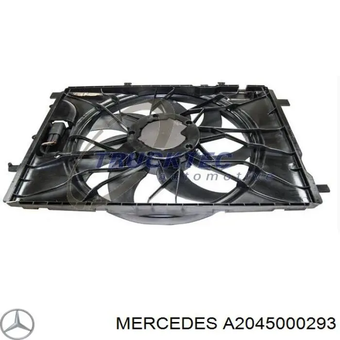 A2045000293 Mercedes difusor de radiador, ventilador de refrigeración, condensador del aire acondicionado, completo con motor y rodete