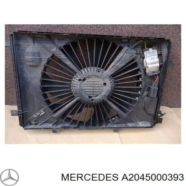 A2045000393 Mercedes difusor de radiador, ventilador de refrigeración, condensador del aire acondicionado, completo con motor y rodete
