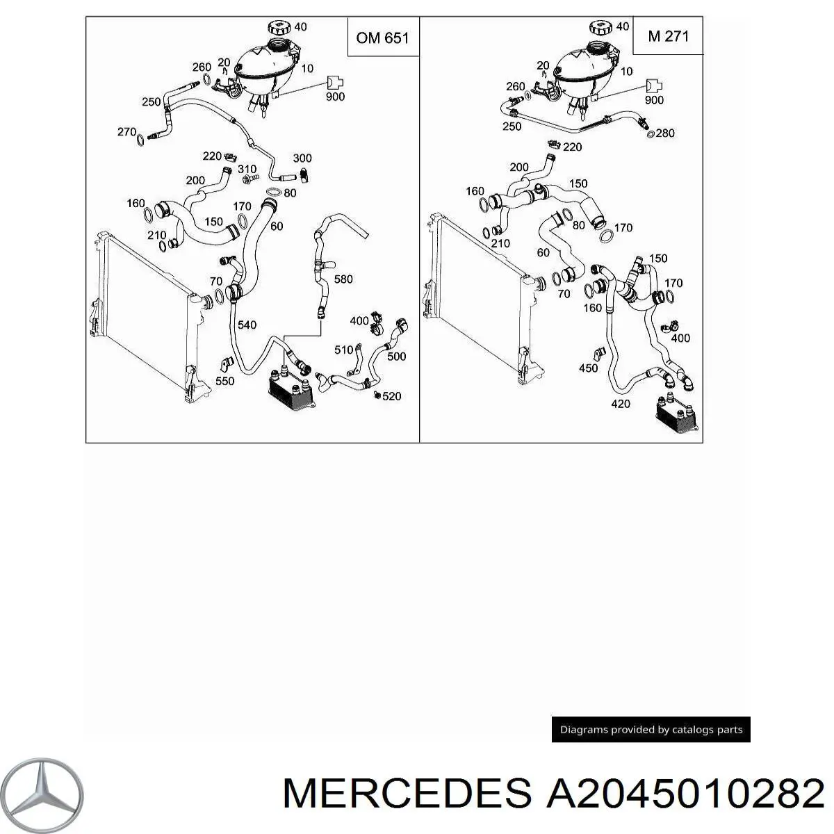 Comprar A2045010282 Mercedes Manguera inferior del radiador