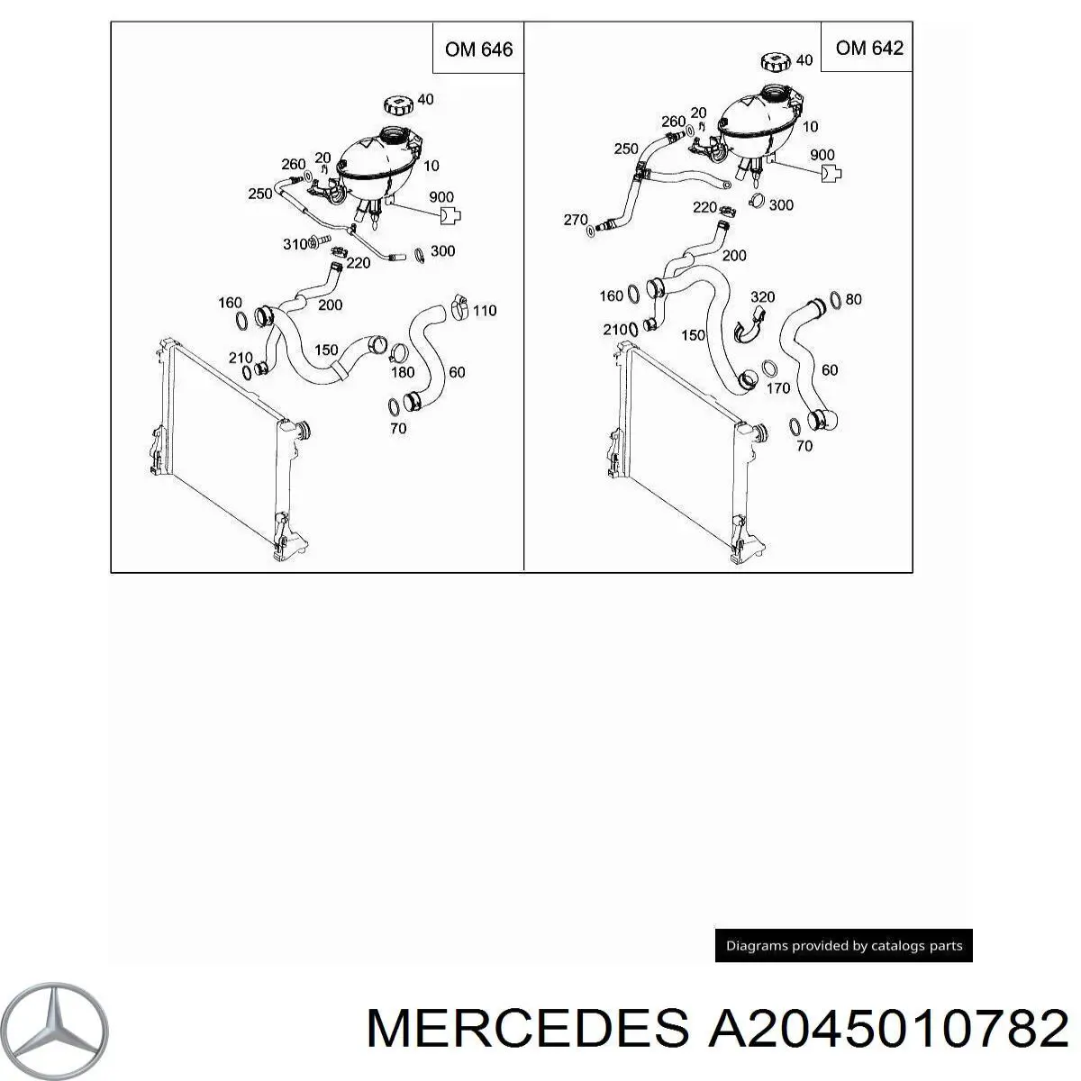 2045010782 Mercedes tubería de radiador arriba