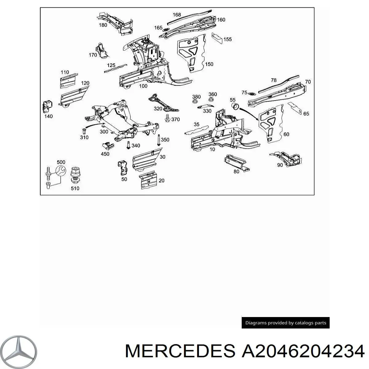 Larguero delantero derecho del bastidor Mercedes A2046204234 precio, desde 1181,67 EUR