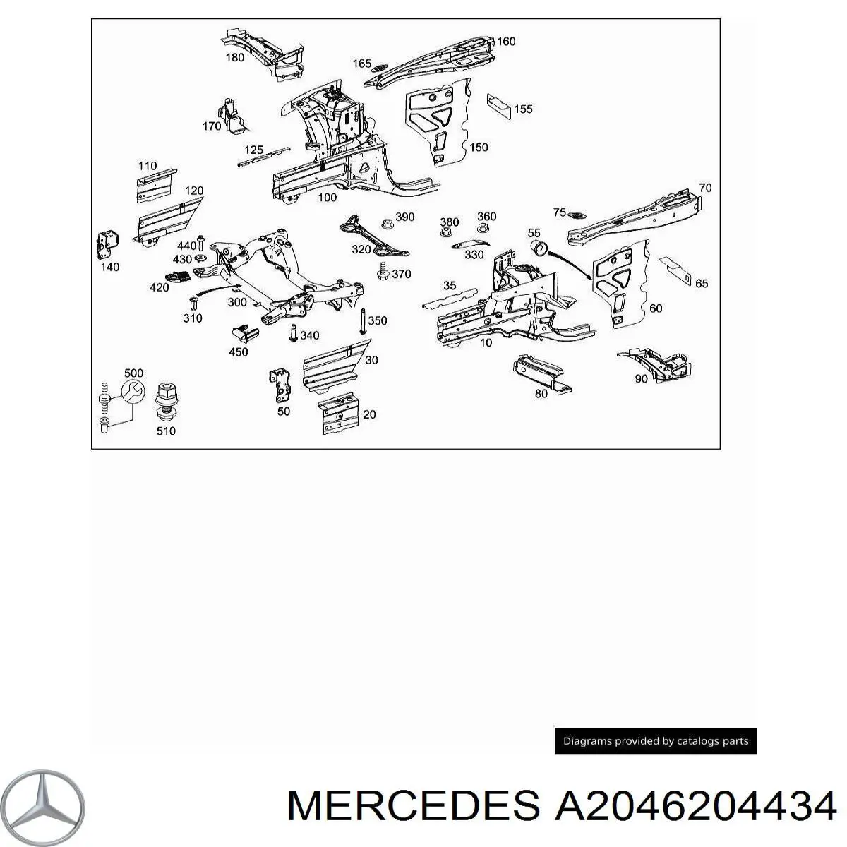 Longuero del chasis delantero derecho para Mercedes C (W204)