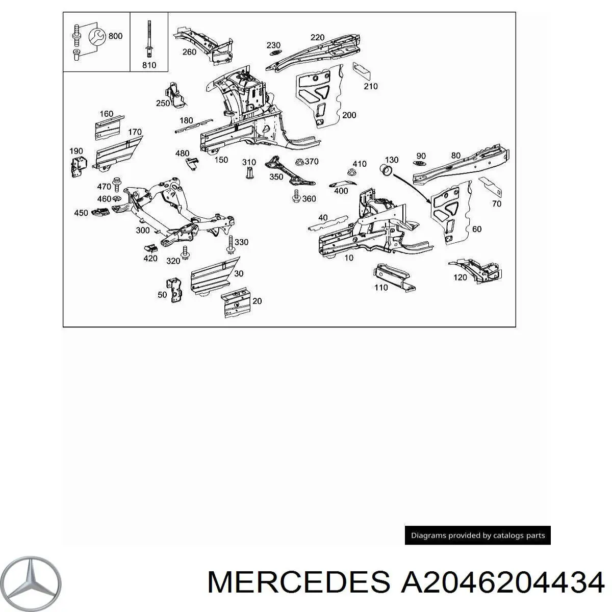 Larguero delantero derecho del bastidor Mercedes A2046204434 precio, desde 871,68 EUR