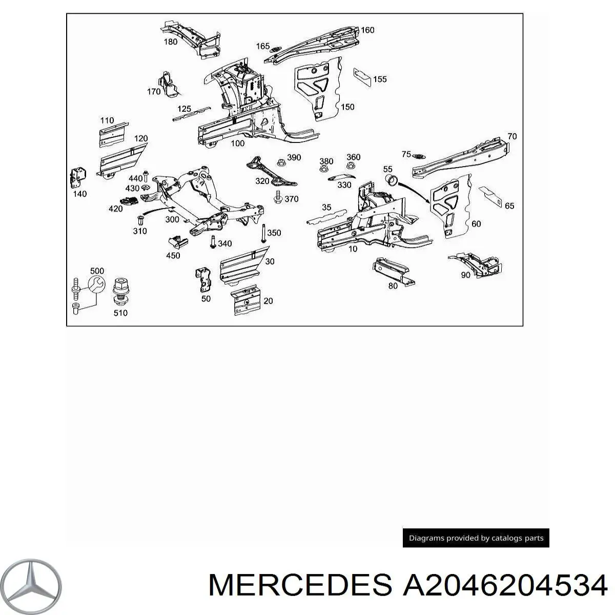 Larguero delantero izquierdo del bastidor Mercedes A2046204534 precio, desde 1167,35 EUR