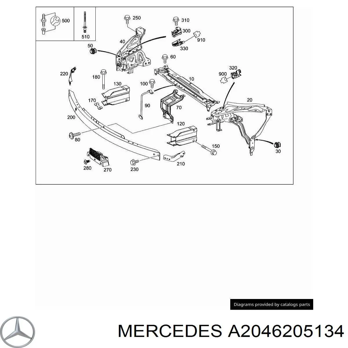 Comprar A2046205134 Mercedes Refuerzo parachoque delantero