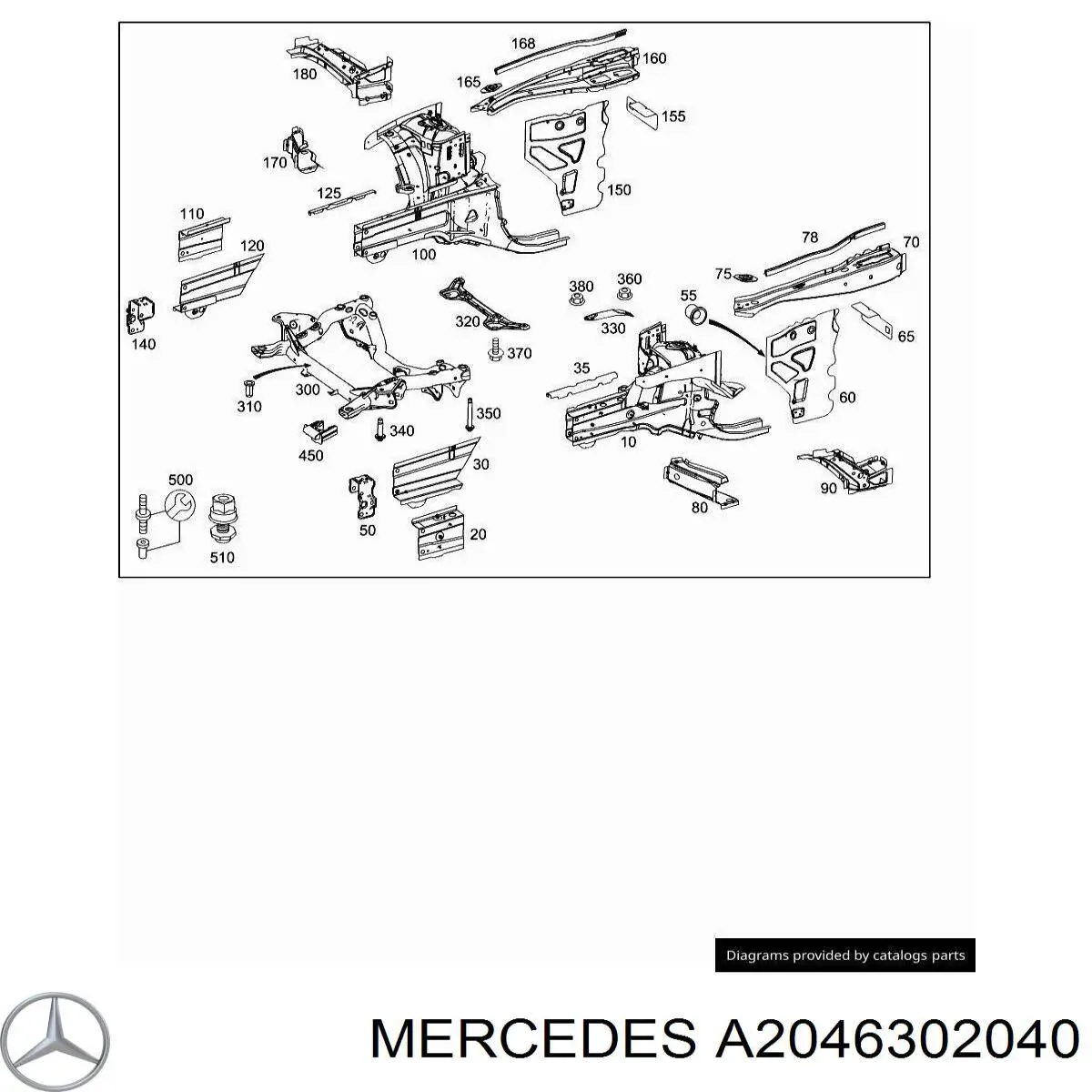 A2046302040 Mercedes Refuerzo de la aleta delantera derecha